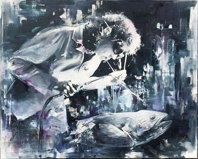 Zugriff II, 90 x 110 cm, Öl auf Leinwand, 2016